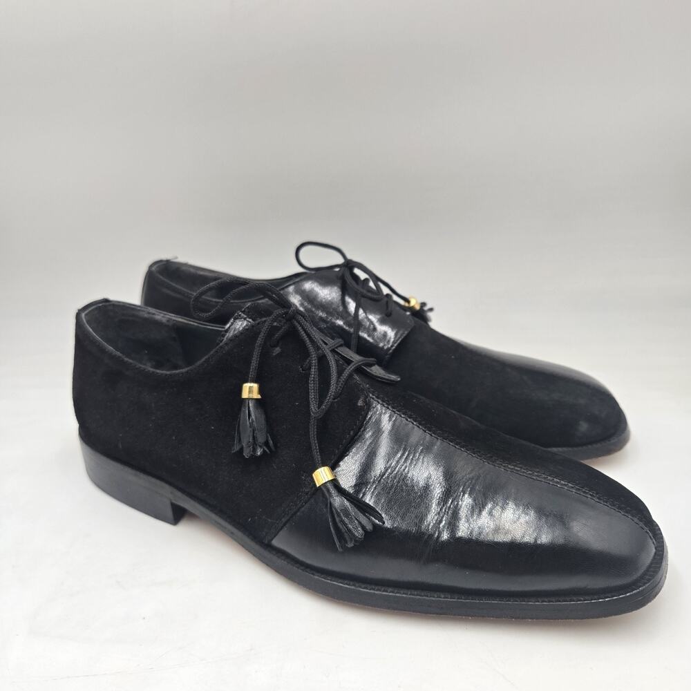 Marco Vicci Men’s Dress Shoes Size 10.5 Black Suede And Leather Tassel Oxfords